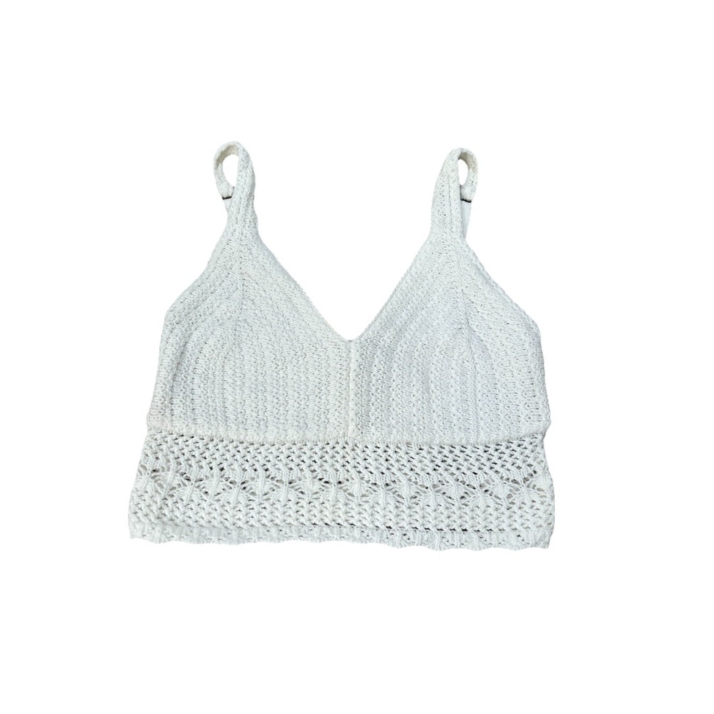 NEW Hollister Crochet White Knit Crop Top Tank SMALL  boho